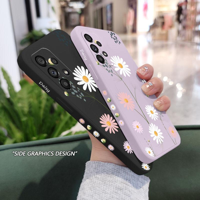 Green Daisies Phone Case For Samsung A73 A53 A33 A23 A13 A03 A03S A04 A04S A72 A52 A52S A32 A22 A12 A02S A02 A71 A51 4G 5G