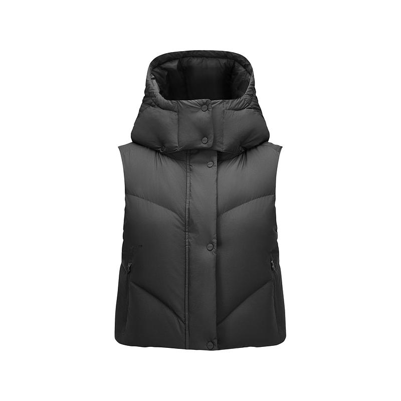 Skechers Solid Color Comfortable Warm Woven Vest Women vests Deep-Night-Black P424W183-03B6