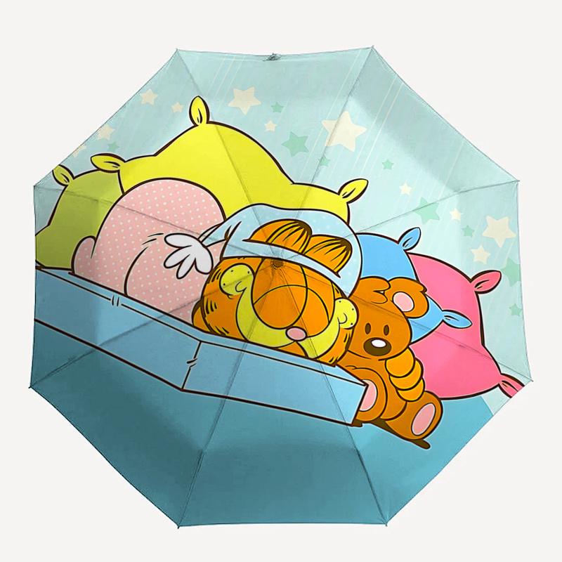 Garfield Automatic Folding Umbrella with 3-Fold Design and Iron Frame - Perfect for Outdoor Use, Travel, and Gifts!0104432a