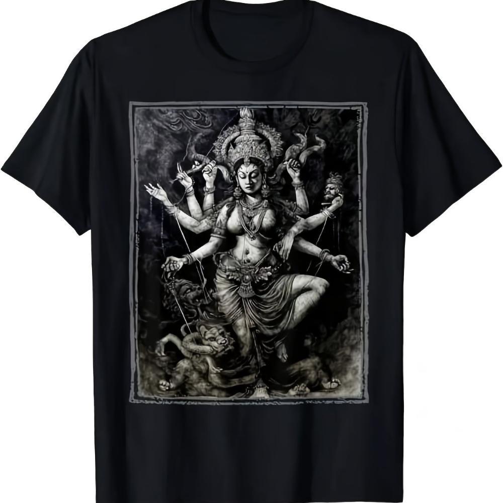 Men s Kali Goddess T-Shirt Hindu Iconography with Kali s Deity Design Black Indian Art Print Shirt Polyester Quick-dry S разноцветный