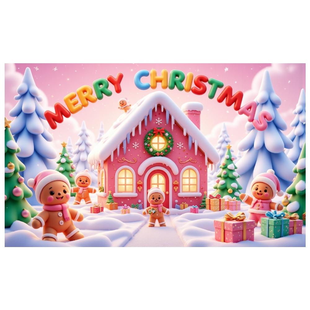 Merry Christmas Banner Decorative Gingerbread House Banner Holiday Banner Christmas Tree Pattern For Christmas Party Holiday