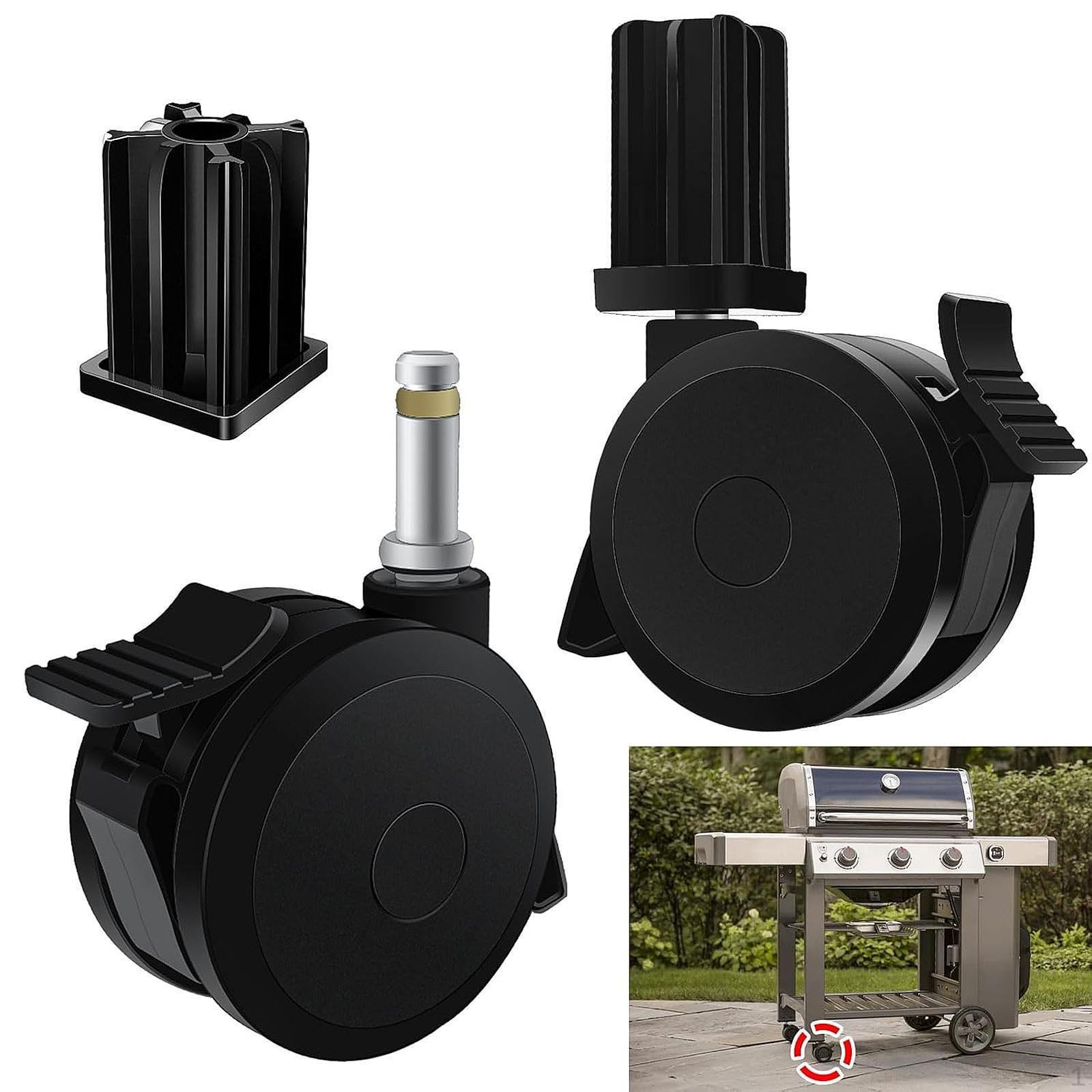 

2 Pieces Locking Casters BBQ Grill Part 70Yard Component Patio Wheel Mechanism Garden