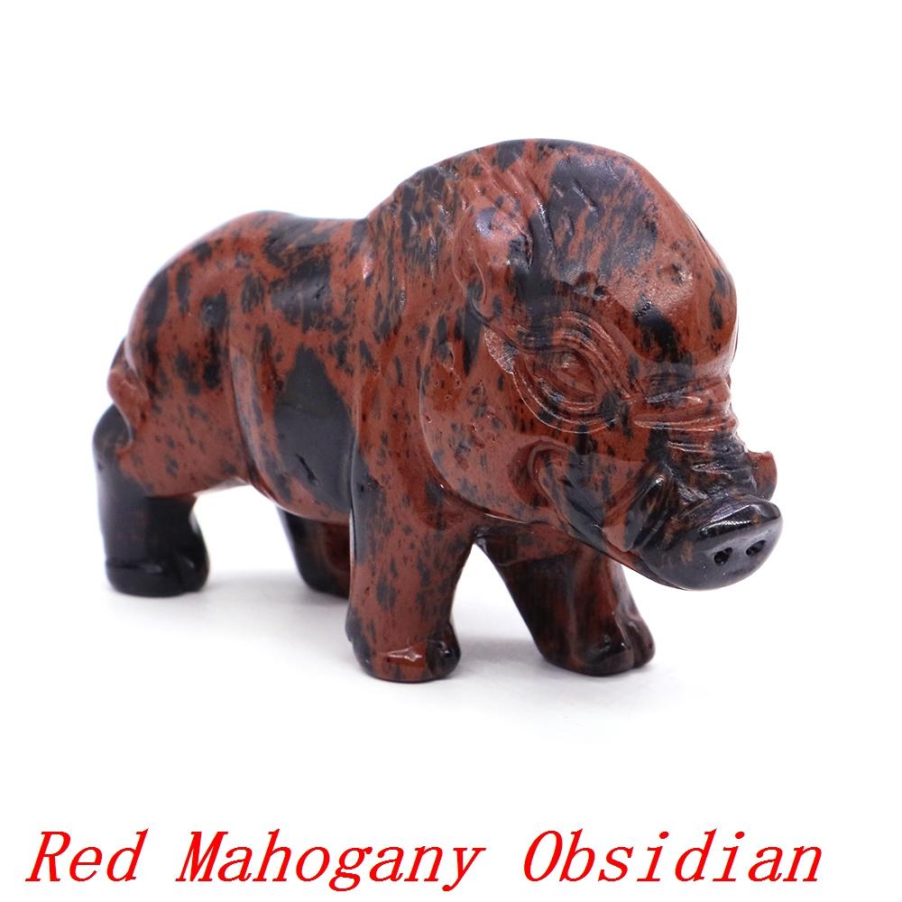 Wild Boar Statue With Natural Crystals Hand Carved Healing Animal Figurine Reiki Gemstone Craft Home Decoration Gem Gifts 2.8 In