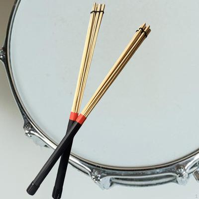 2 piezas de varillas de bambú para baquetas, cepillos, baquetas, empuñaduras suaves, longitud de 15,94 pulgadas para batería acústica