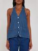 Women's Cropped Quilted Puffer Vest Stand Collar Lightweight Button Down Sleeveless Jacket