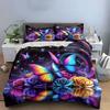 Colorful Butterflies and Roses Bedding Duvet Cover Set  (1*Duvet Cover 2*Pillowcases, Without Duvet Insert)