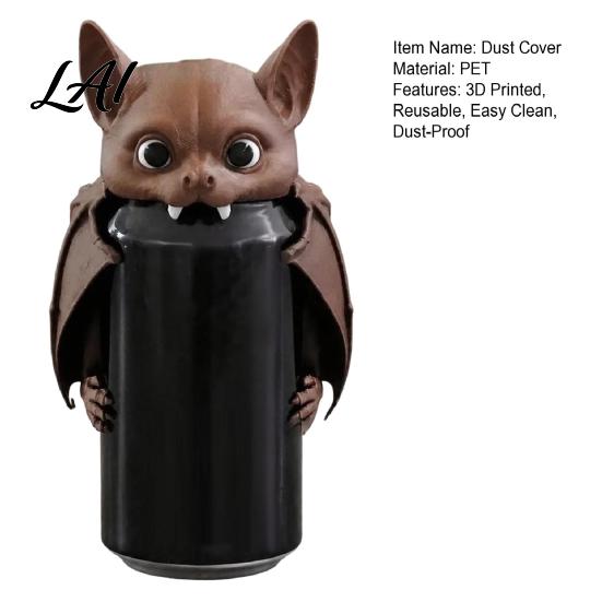 Stain Proof Jar Closures 3D Printed Bat Can Cover Reusable Soda Protector Lid Cute Animal Camping Beer Toppers Drink Dust Cap for Beverage Cans Fun