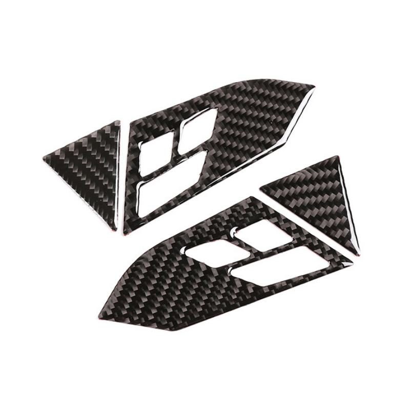 Car Styling Real Carbon Fiber Auto Indoor Steering Wheel Panel Switch Button Frame Cover Trim For BMW 5 Series E60 E61