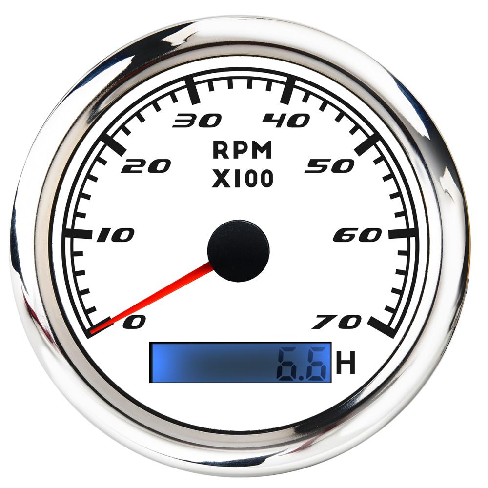 3K-8K Boat Tachometer Marine Tacho Meter Gauge LCD Hourmeter 12V/24V 8000 RPM 85mm Car Tachometer Toerenteller Speedometer Boot
