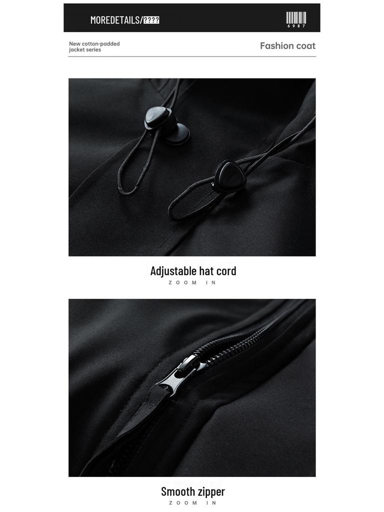 Men's 2025 Autumn/Winter Windproof Waterproof Warm Hooded Cotton Jacket