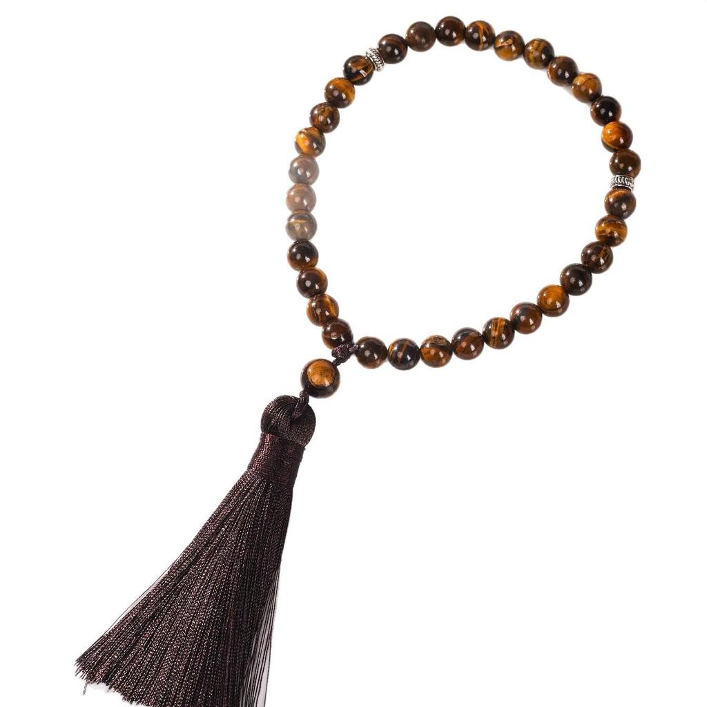 Cosmic Sailing Natural Crystal Bracelet with African Pine Prayer Beads - 33 Beads Double-Loop Design