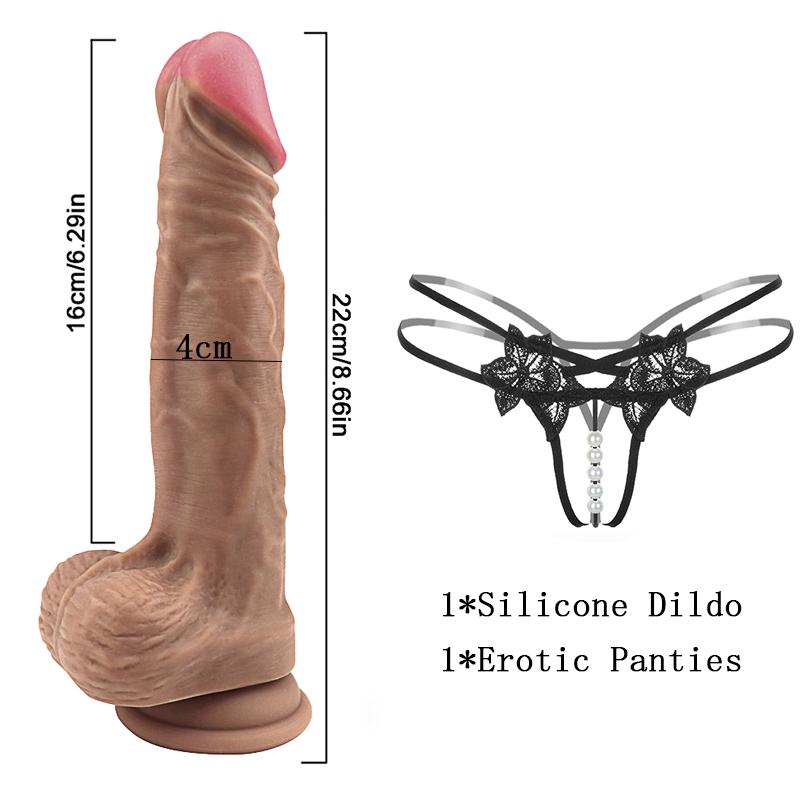 Realistischer weicher Silikondildo mit erotischem Höschen, schwules Spiel für Erwachsene, Sexspielzeug für lesbische Frauen, Paare