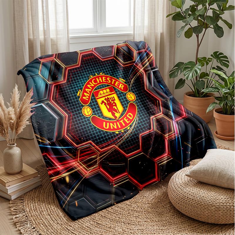 Manchester United Theme Blanket Soft Flannel Blanket Plush Throw Blanket Cozy Sofa Bed Blanket for Home Decor