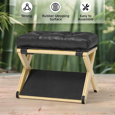 Yousheng Wooden Under-Desk Footrest with Non-Slip Rubber Stepping Surface Ergonomic Foot Stool for Home Office Gaming Work Posture