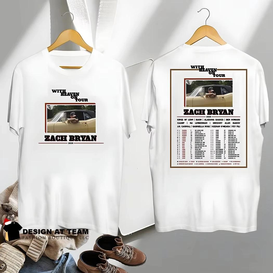 

Zach Bryan with Heacen on Tour Peripherals Print T-shirt Summer Fashion New Tee Women Men Comfortable Cotton Oversize Casual Top 4XL