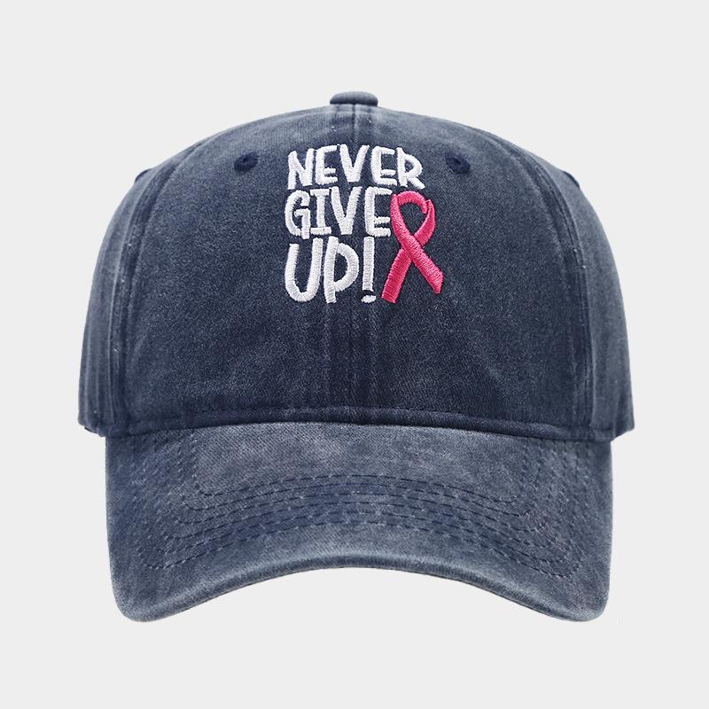 Breast ribbon embroidery soft top cap women's outdoor sports small label letter baseball cap casual hat