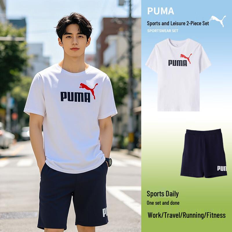 PUMA Men s Short Sleeve Shorts Sportswear Set L