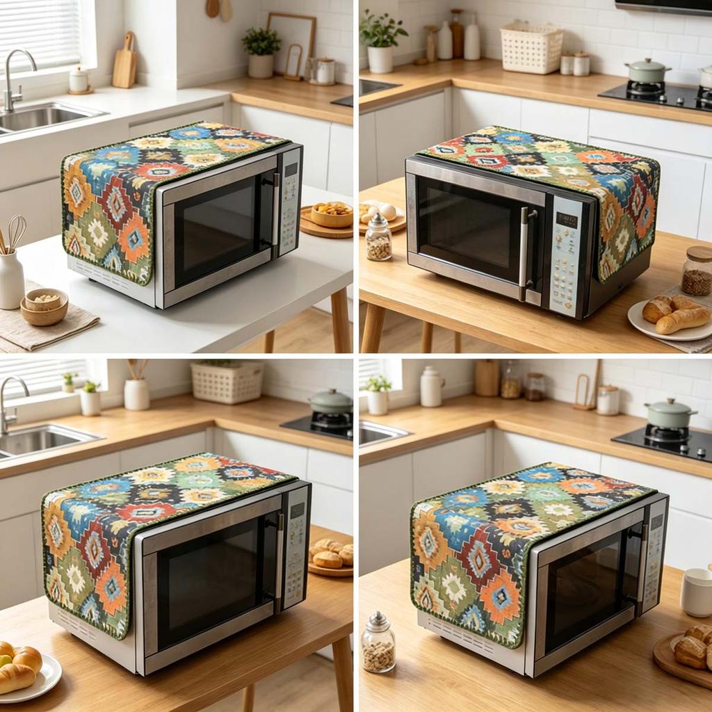 30x90cm Country Style Cotton Linen Microwave Oven Anti Dust Cover