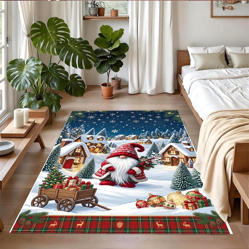 Christmas Printed Square Area Rug Soft Non Slip Floor Carpet For Bedroom Holiday Gift