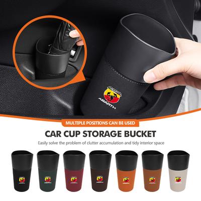 Car Water Cup Phone Beverage Holder Trash Can Storage Bucket For Abarth Fiat Grande Punto Tipo Stilo Ducato Palio 500x