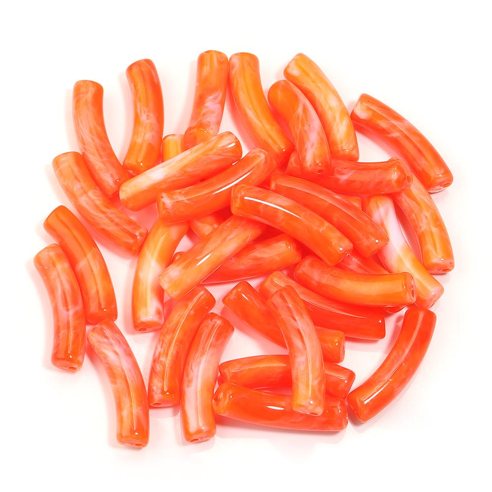 

30pcs 31x8mm Acrylic Curved Tube Beads Colorful Bamboo Tube Bent Pipe Loose Spacer Bead For DIY Jewelry Making Necklace Bracelet оранжевый