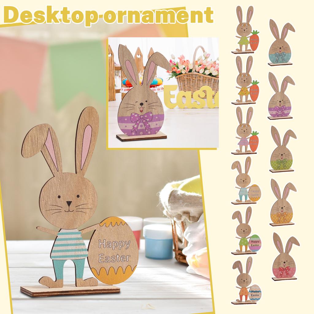 Easter Bunny 3D Figurine Painted Desktop Decoration