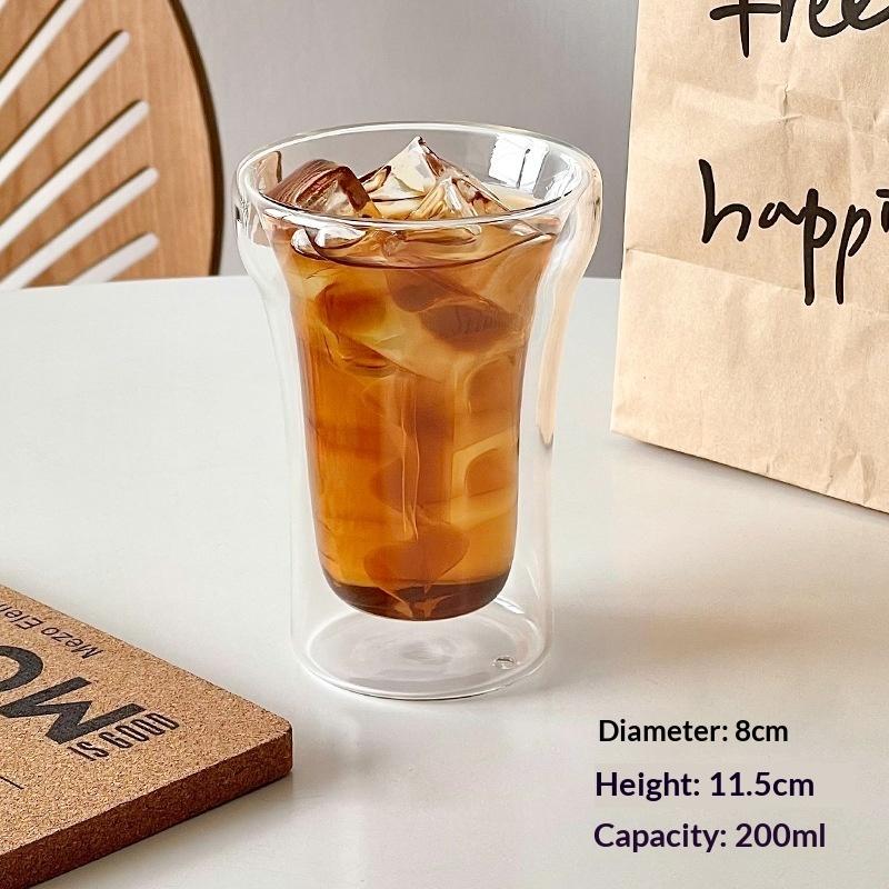 

1pcs Double Wall Glass Cup High Borosilicate Heat Resistant Transparent Coffee Cup Cold Brew Tea Cup for Home Use 201-300ml чёрный
