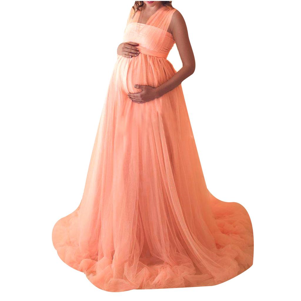 Women Pregnant Lace Long Splicing Tie Dress Maternity Photography Props Clothes