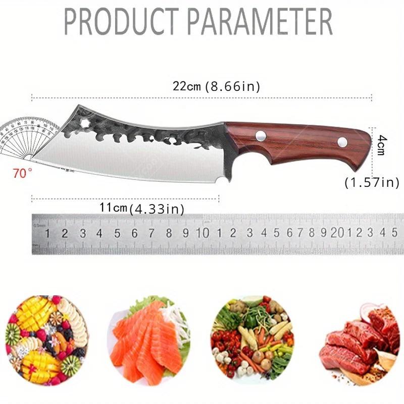 1pc Kitchen Knife Handmade Forged Stainless Steel Boning Meat Cleaver Butcher Fruit Wooden Handle Professional Chef Knife