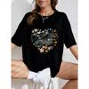 Women Casual Oversized T Shirt White Dachshund Floral Heart Print For Everyday Wear And Leisure Activities