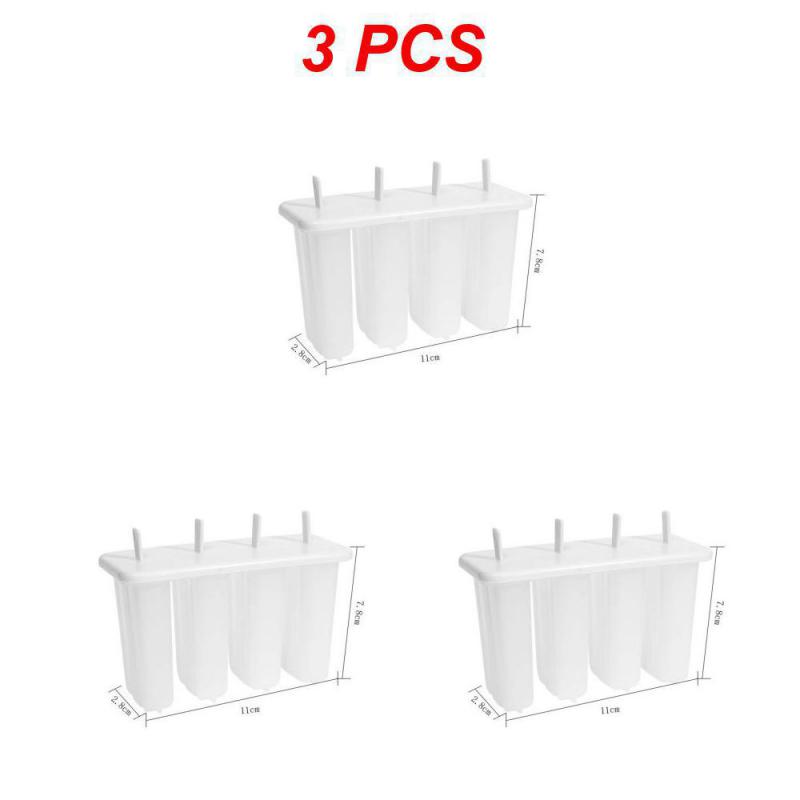 1/3pcs Popsicle Mold With Covered Four Grids Household Childrens Cute Popsicle Ice Cream Mold Diy Homemade Kitchen Accessories