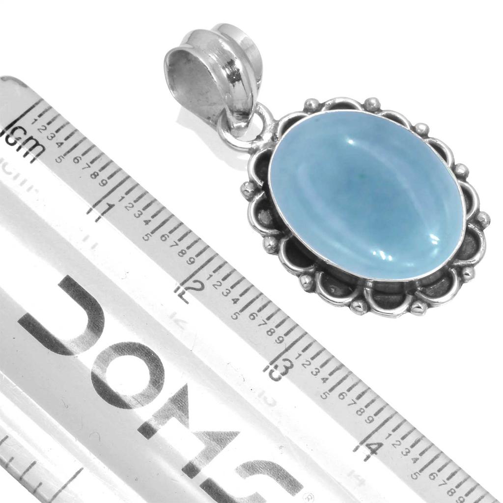 925 Sterling Silver Pendant Women Gemstone Handmade Jewelry Anniversary Gift Amazonite Angelite Blue Opal Botswana Agate Mohave Azurite Chrysocolla