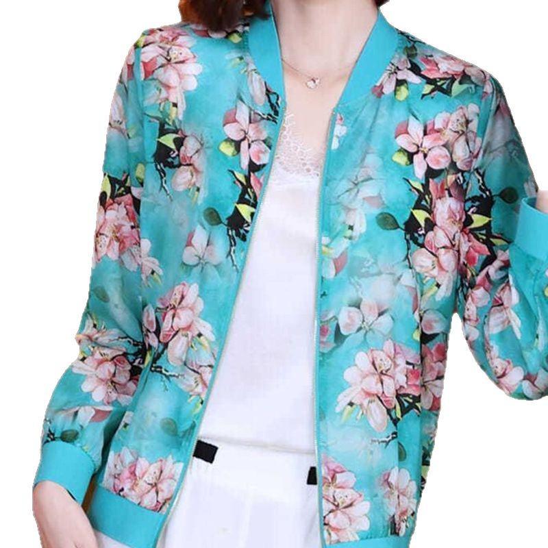 Elegante Plus-Size Sommer Chiffon Jacke - Bedruckt, Locker, Langarm, Freizeitkleidung für Damen & Mütter
