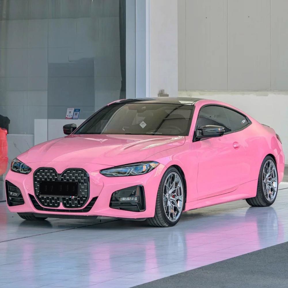 Crystal Pinke Car Wrapping Stickers PET Bubble Free Vinyl Film Auto Self Adhesive Sticker Car Accessories Decoration Exterior