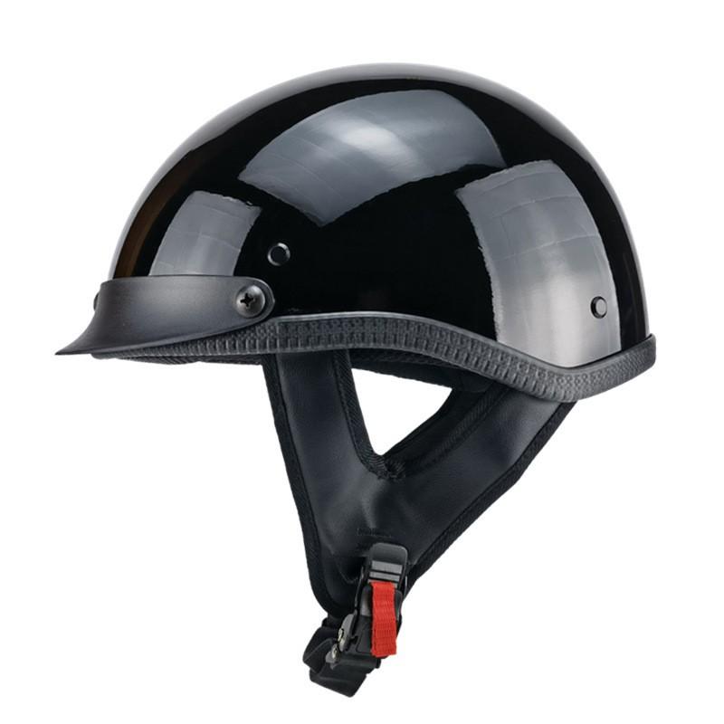Classic American Style Half Face Motorcycle Helmet Adults ABS Material Open Scooter In Matte Black Glossy