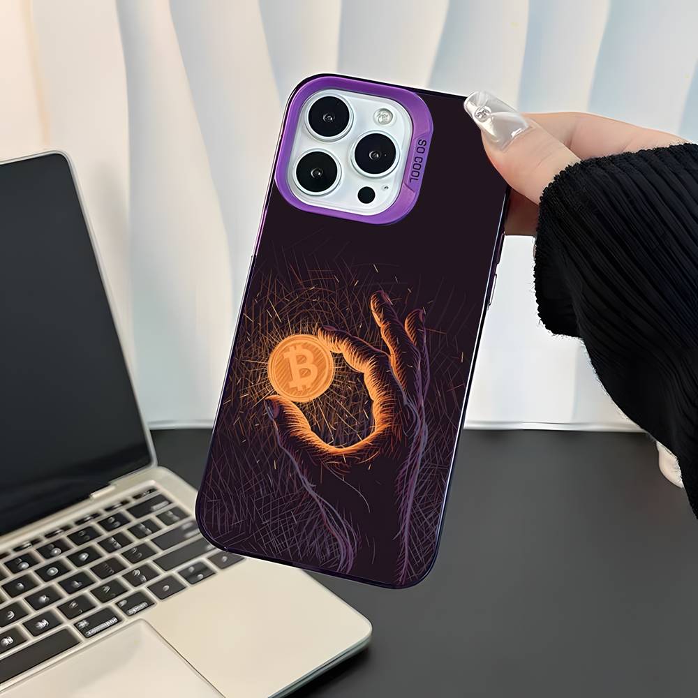 

Bitcoin Digital Currency For iPhone 17,16,15,14,13,12,11,Mini,Pro,E,SE4,XS,MAX Purple Shockproof Candy Matte Cover iPhone14Pro