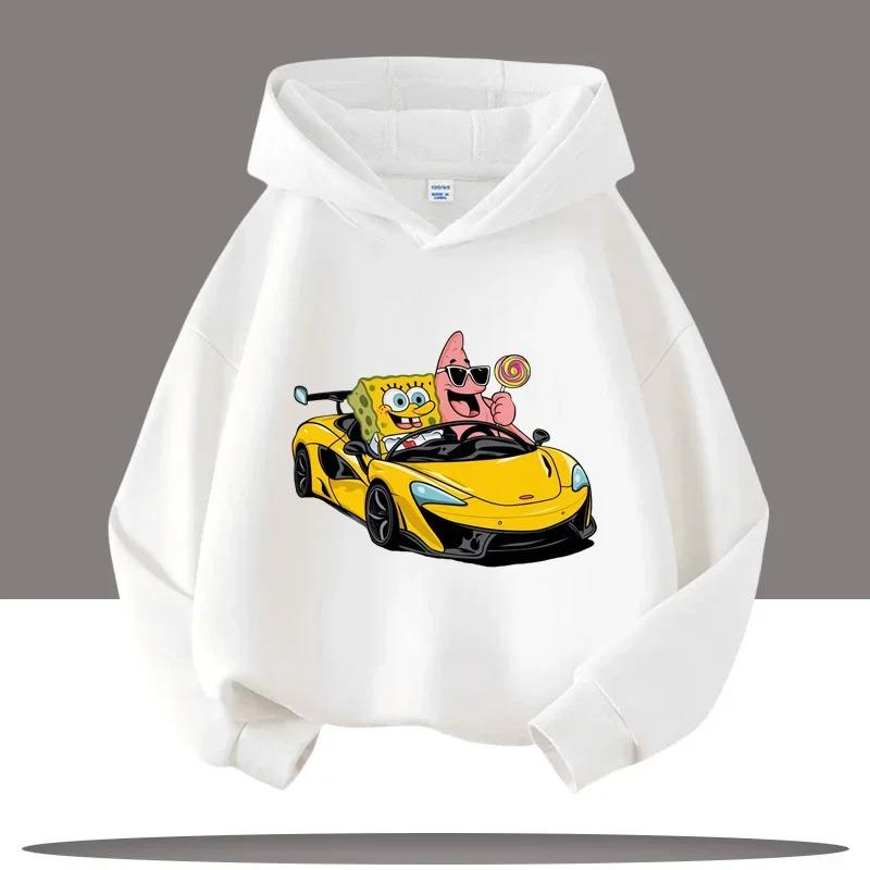 Podzim Zima Spongebob v kalhotách Tištěné Mikiny Ležérní Teplé Sportovní Dlouhý Rukáv Dětské Chlapecké a Dívčí Dětské Unisex Mikiny s Kapucí