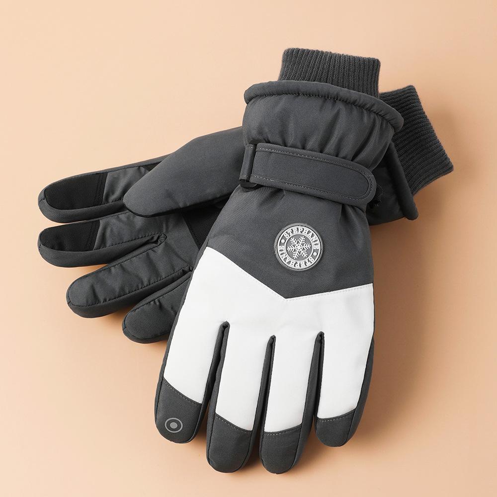 Ski Gloves for Men and Women Outdoor Cycling Waterproof and Non Slip Touch Screen Plus Velvet Thickened Autumn and Winter Warm Gloves