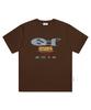 ESCAPEFROM Blue Star Denim Escf Logo Collage Print Oversized Short Sleeve T-Shirt Brown