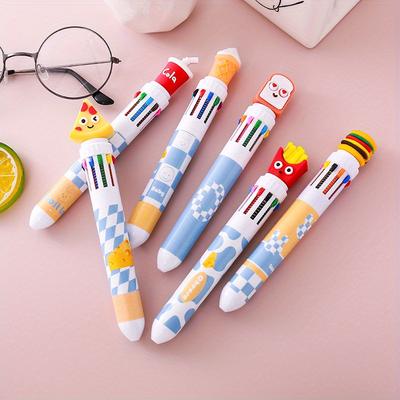 6pcs 0.5mm Creative Food Ten-color Ballpoint Pen Small Fresh Stationery Gift Burger Fries Ballpoint Pen Color Handbook Pen