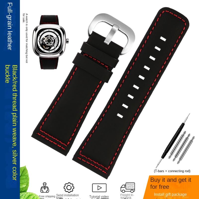 

First Layer Cowhide Watchband for Seven Friday P2/PS1/M2/02 Q2 Strap Genuine Leather Watch Band 28mm big dial men s Bracelet 28mm