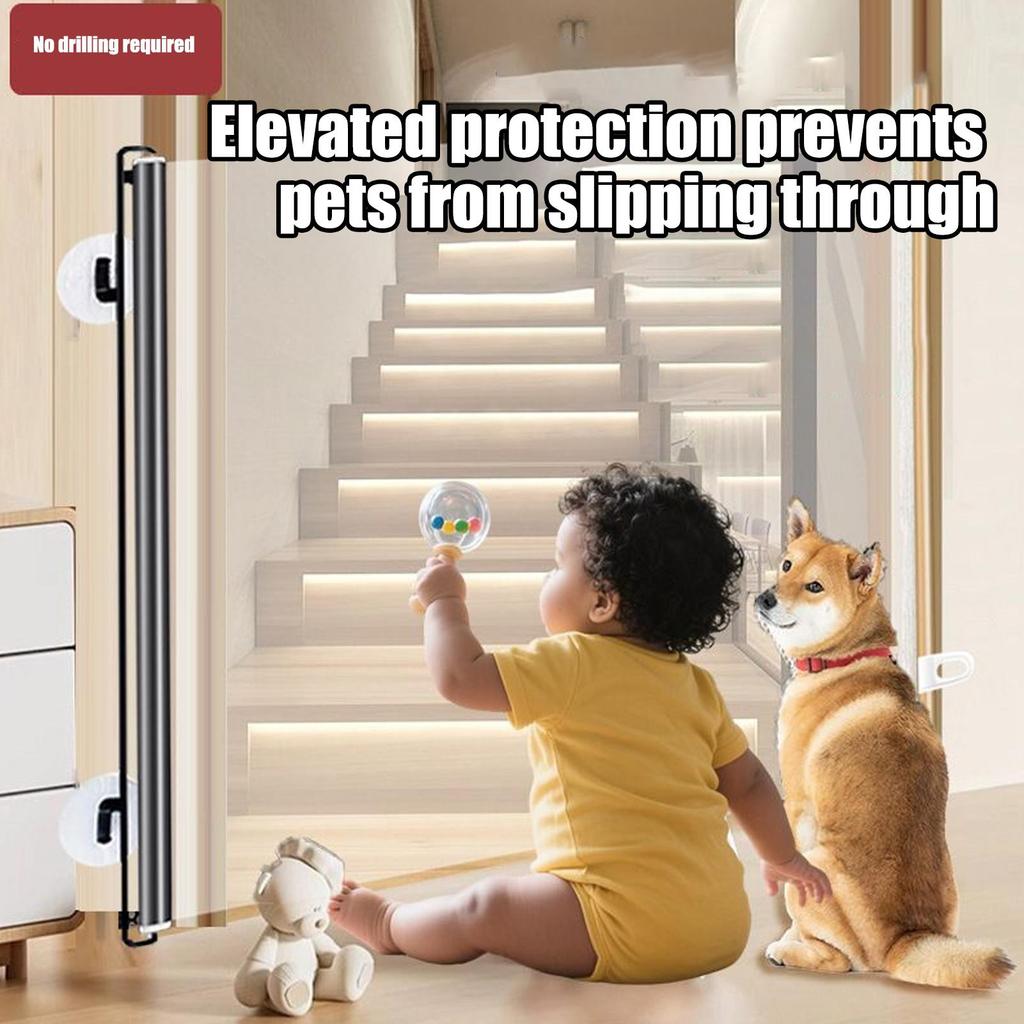 Adjustable Pet Mesh Isolation Net Anti-Escape Reinforced Retractable Pet Gate Double Lock Multi-purpose Dog Safety Fence