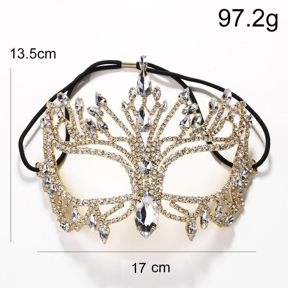 Shiny Rhinestone Crystal Mask Exaggerated Handmade Design Rhinestone Mask Jewelry Crystal Cover Halloween Mask Costume Party