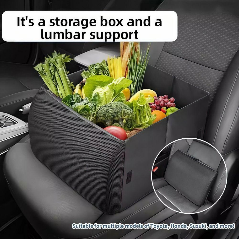 Rectangle Car Lumbar Support Cushion 2-in-1 Car Back Cushion  Back Support Trunk Storage