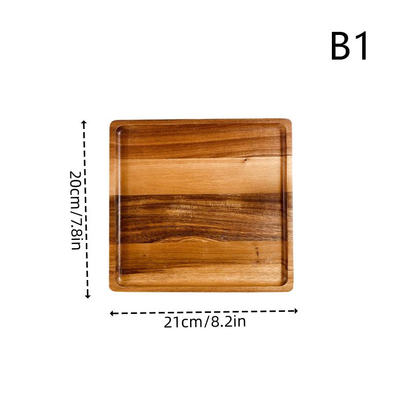 1PC Natural Whole Wood Lovesickness Wood Round Handmade Acacia Plate Round Sushi Dish Dessert Fruit Bread Dishes Soup Tableware