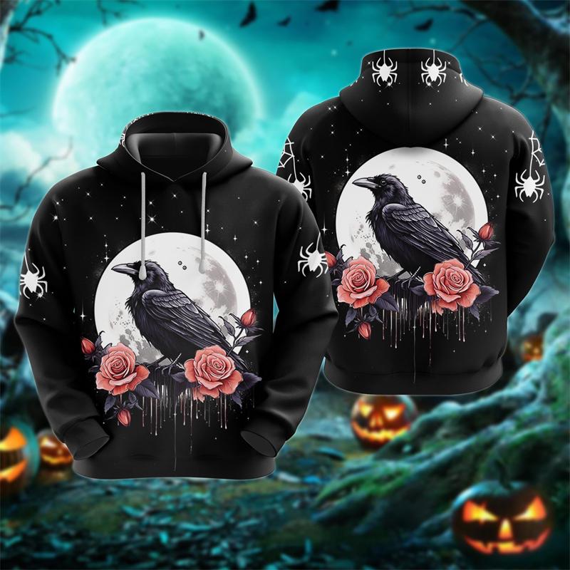 Funny 3D Horror Ghost Pattern Men's Hoodie Halloween Pumpkin Print Sweatshirts Hip Hop Trend Hooded Shirt Autumn Y2k Clothes Top