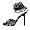 Fashion Summer New Water Diamond Fish Mouth Sexy Sandals Brand 2024 Buckle Hollow Out High Heel Wedding Party Women's Shoes Size 34-43