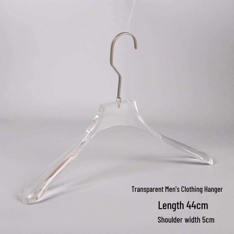 Smoky Gray Transparent Acrylic Men's Clothing Hanger with Custom Store Logo for Pants