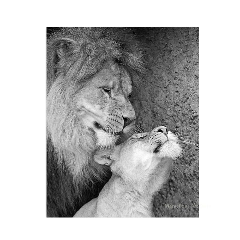 

Черно-белые животные, львенок, семья, холст, картины, постеры и принты, современное настенное искусство, картины для гостиной, украшение дома 21x30cm No Framed