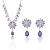 Cross-border Trendy Zircon Earrings & Colorful Floral Necklace Set